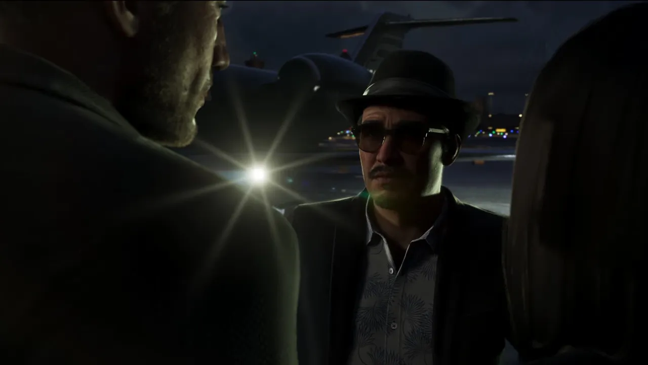 Il dirigente che Jason e Lucia devono proteggere, in arrivo di notte con un jet privato, da Grand Theft Auto VI, An Extended Look