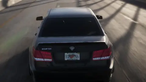 The SCHAFTER badge, Benefactor roundel and Leonida number plate on the rear of the saloon, from the GTA 6 Extended Look