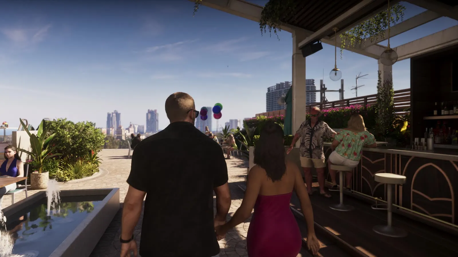 The Effluvia rooftop bar in Vice City, from Grand Theft Auto VI, An Extended Look