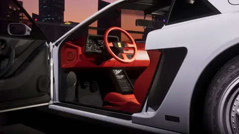 The red interior of the '95 Grotti Cheetah in an official Rockstar render