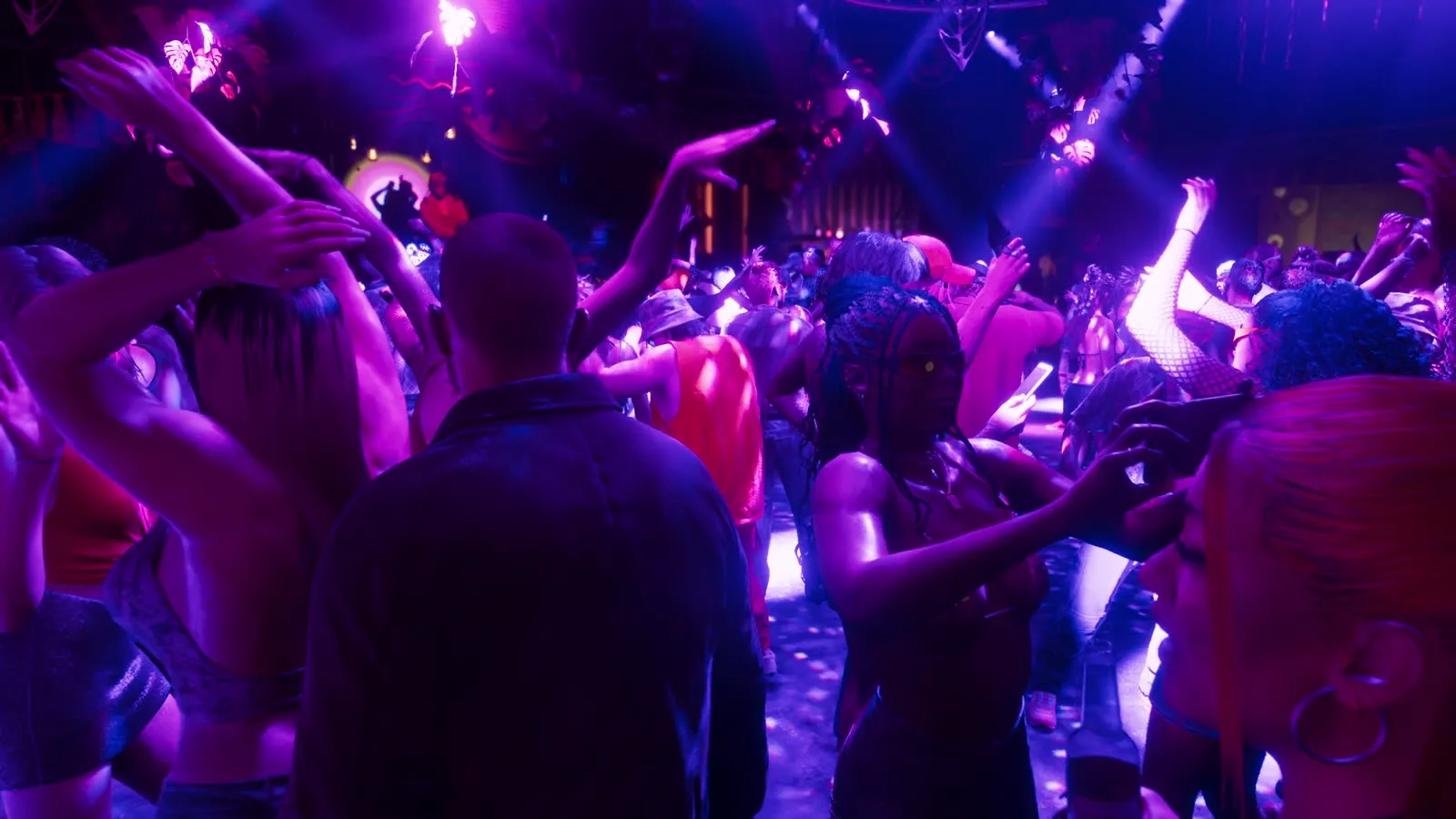 A packed club floor under purple light, from the GTA 6 Extended Look
